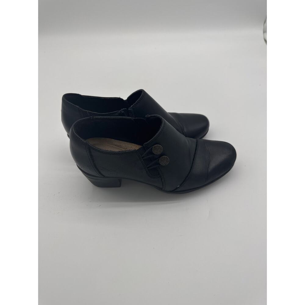 PFR Clarks Collection Boots 7 Side Button Shooties Chunky Heels 22545 Black